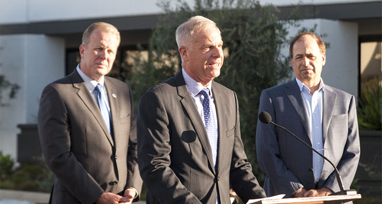 San Diego Mayor Kevin Faulconer, JFS CEO Michael Hopkins at Dreams for Change announcement